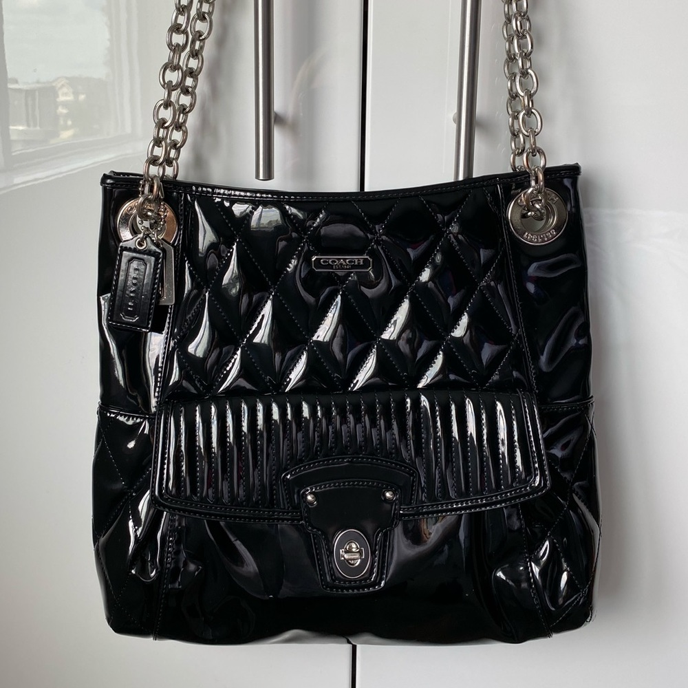 Authentic COACH black patent leather handbag